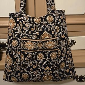 Vera Bradley Black and Gold Shoulder Bag with Quilted Design